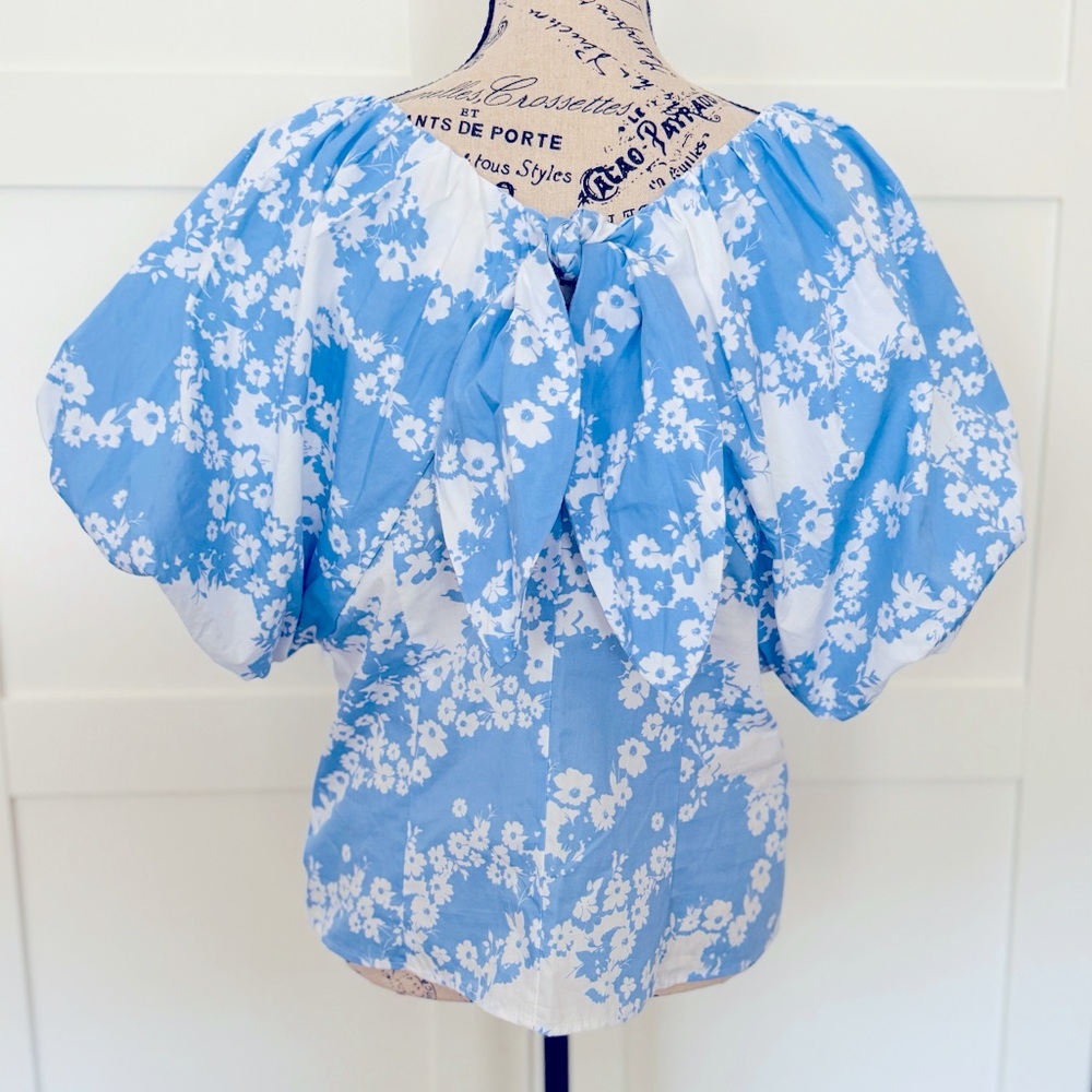 Floral Blue and White Women's Top - Picture 2 of 2